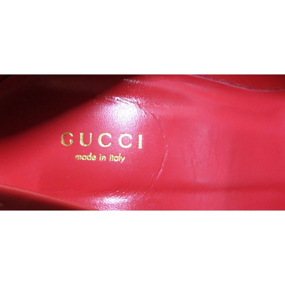Authentic ~ Gucci Stiletto's Tomato Red Leather Pumps / Heels Size 8 US